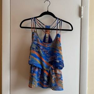 Under Skies ruffle strappy top size small